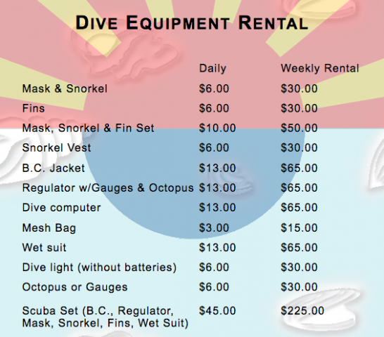 Dive Equipment Rental (Source: SunRentals)